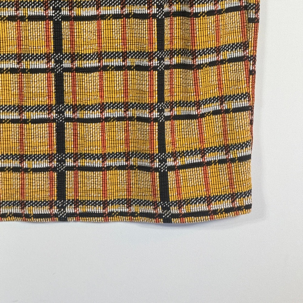 Zara‎ Large Plaid Knit Dress Yellow Womens Mod Retro 60s Preppy Academic Bright - Picture 4 of 6